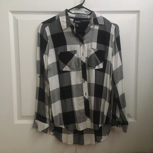 a.n.a. Black, Grey, and White Button Up Shirt